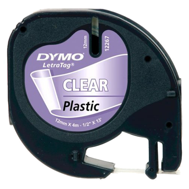 Cinta Plastica Letratag 16952 Neg/Transp. 12mm Dymo Cinta Plastica Letratag 16952 Neg/Transp. 12mm Dymo