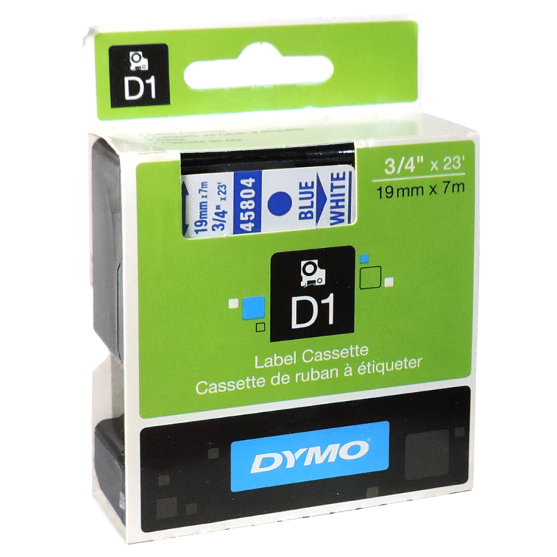 Cinta Plastica D1 Std 45804 Azul/Blan. 19mm Dymo