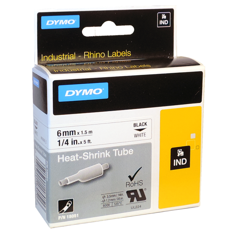 Cinta Termocontraible IND 18051 Blanco 6mm Dymo Cinta Termocontraible IND 18051 Blanco 6mm Dymo