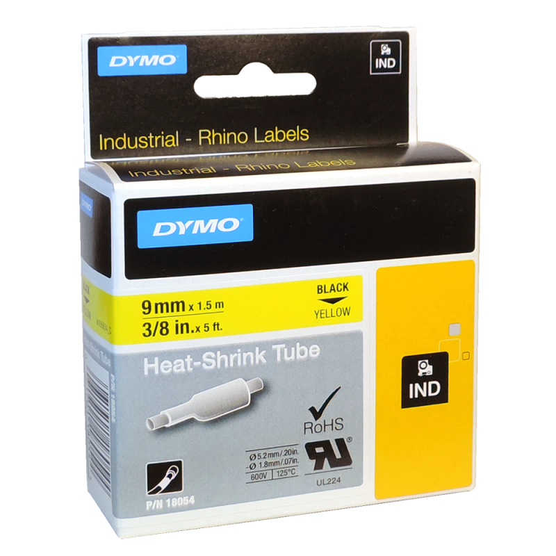 Cinta Termocontraible IND 18054 Amarillo 9mm Dymo Cinta Termocontraible IND 18054 Amarillo 9mm Dymo