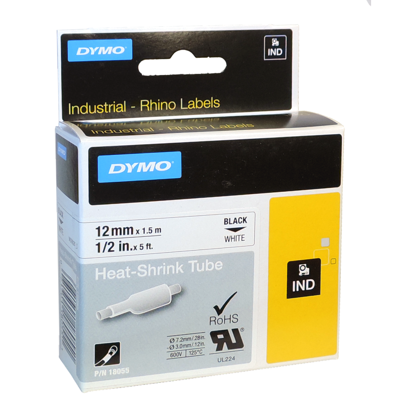 Cinta Termocontraible IND 18055 Blanco 12mm Dymo Cinta Termocontraible IND 18055 Blanco 12mm Dymo