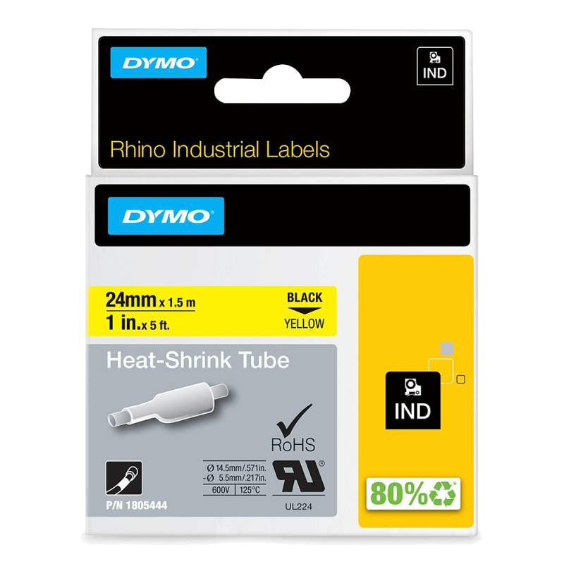 Cinta Termocontraible IND 1805444 Amarillo 24mm Dymo Cinta Termocontraible IND 1805444 Amarillo 24mm Dymo