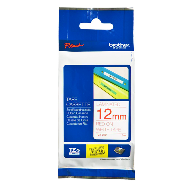 Cinta Laminada TZe232 Roj/Bla. 12mm Brother Cinta Laminada TZe232 Roj/Bla. 12mm Brother