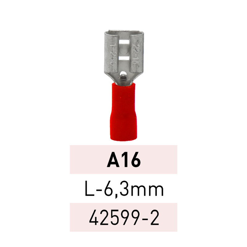 Terminal Preaislado Pala H. L-6,3mm A16 RJ Ref.42599-2 LCT Terminal Preaislado Pala H. L-6,3mm A16 RJ Ref.42599-2 LCT