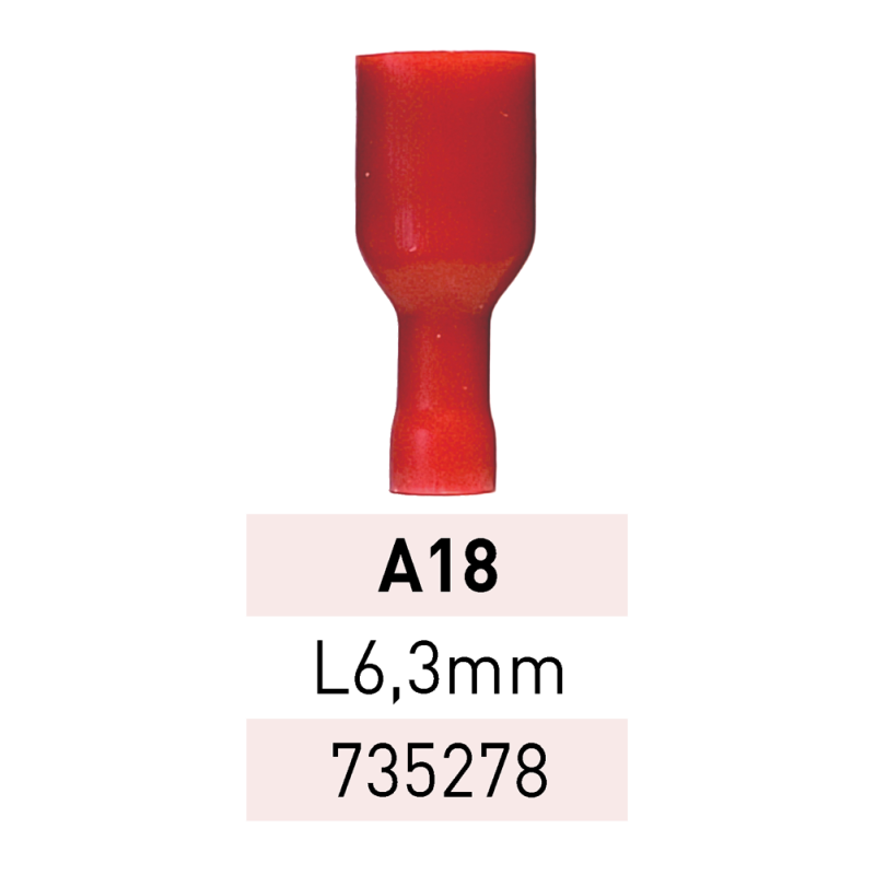 Terminal Pala H. Aislada L-6,3mm A18 RJ Ref.735278 LCT Terminal Pala H. Aislada L-6,3mm A18 RJ Ref.735278 LCT