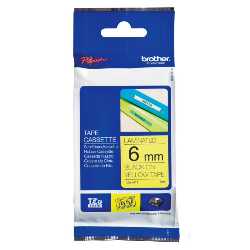 Cinta Laminada TZe611 Neg/Ama. 6mm Brother Cinta Laminada TZe611 Neg/Ama. 6mm Brother