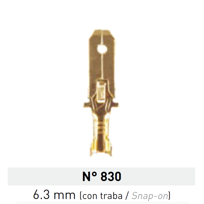 Terminal de Laton Pala Macho 6,3mm Nº 830 LCT Terminal de Laton Pala Macho 6,3mm Nº 830 LCT