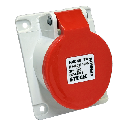 Toma de Empotrar Newkon 3P+T 16A 380/440V~ 6H Ip44 Rj N-4046 Steck