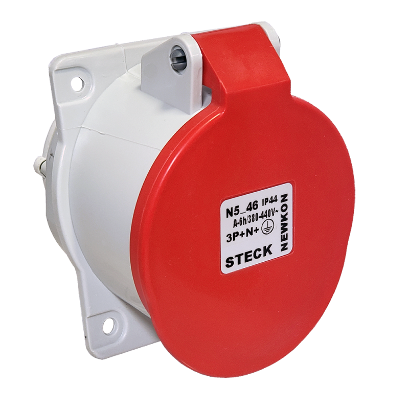 Toma de Empotrar Newkon 3P+N+T 16A 380/440V~ 6H Ip44 Rj N-5046 Steck Toma de Empotrar Newkon 3P+N+T 16A 380/440V~ 6H Ip44 Rj N-5046 Steck