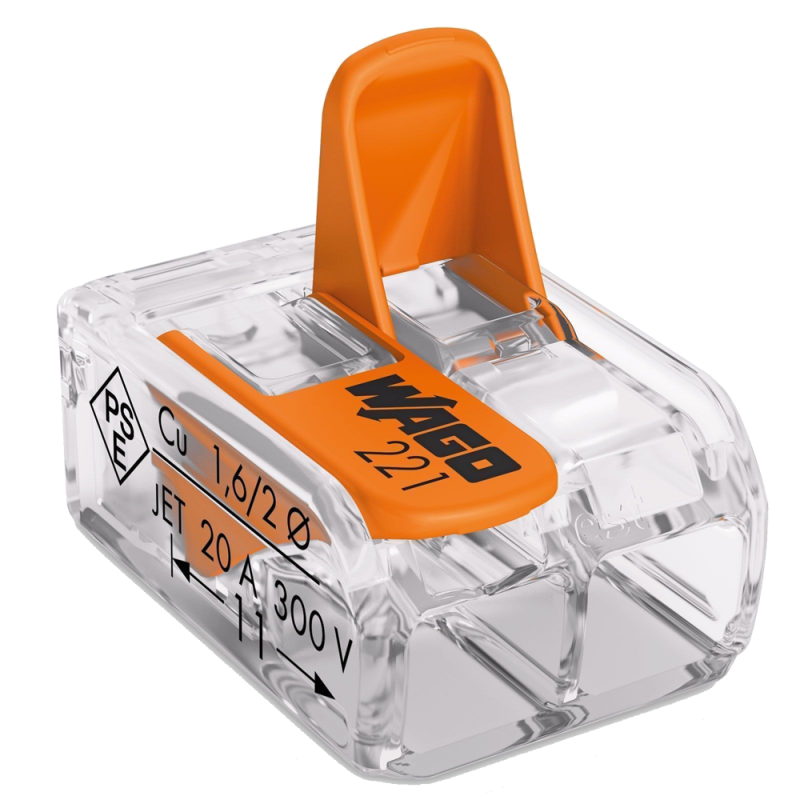 Conector de Empalme Compacto, 2 Cond. C/Palanca, 0,2.. 4mm² Transp. 221-412 Wago Conector de Empalme Compacto, 2 Cond. C/Palanca, 0,2.. 4mm² Transp. 221-412 Wago