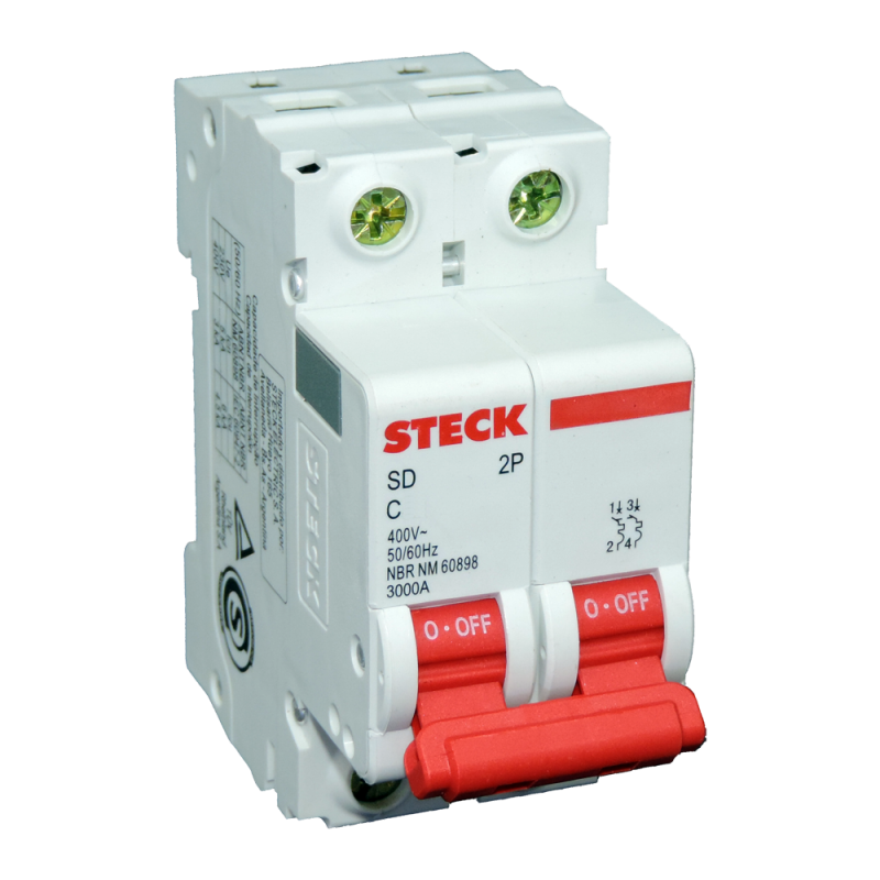 Interruptor Termomagnético 20A, 2P, C, 3kA SDD62C20 Steck Interruptor Termomagnético 20A, 2P, C, 3kA SDD62C20 Steck