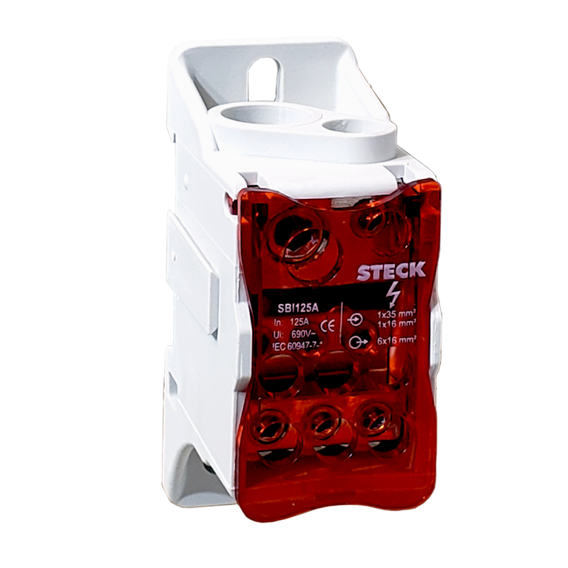 Bloque de Distribución, 125A, 690V, IP20 SBI125A Steck Bloque de Distribución, 125A, 690V, IP20 SBI125A Steck
