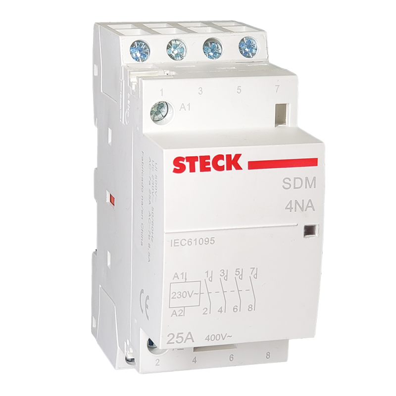 Contactor Modular 4NA + 0NC 25A 230Vac SDM2540M Steck Contactor Modular 4NA + 0NC 25A 230Vac SDM2540M Steck