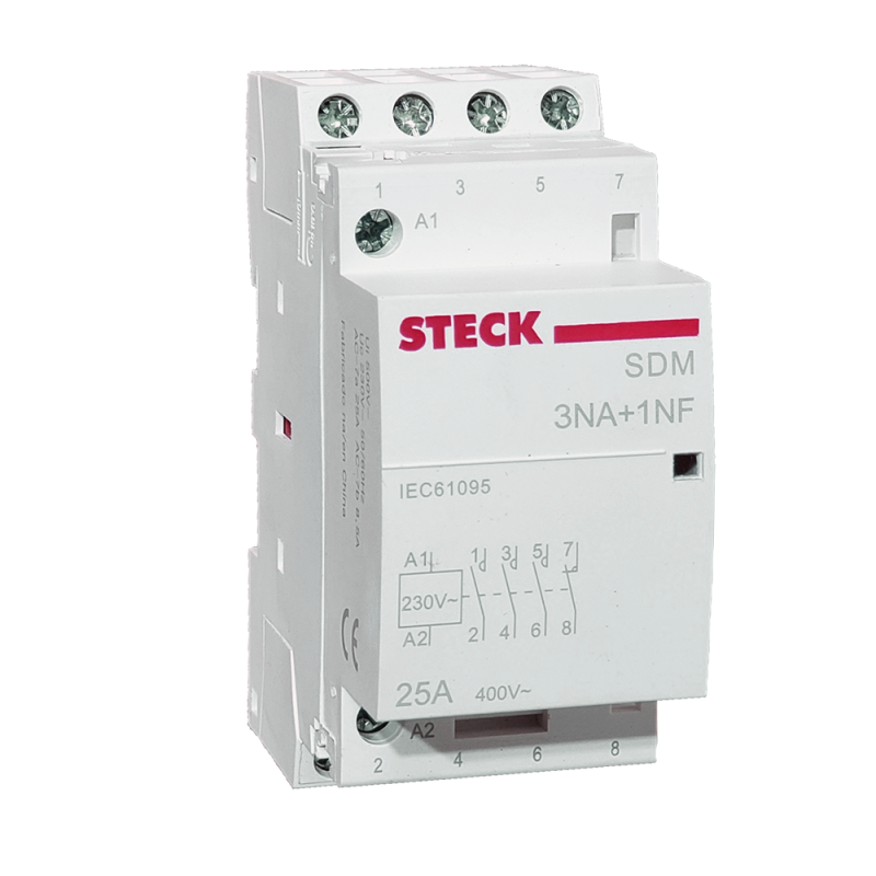 Contactor Modular 3NA + 1NC 25A 230Vac SDM2531M Steck Contactor Modular 3NA + 1NC 25A 230Vac SDM2531M Steck