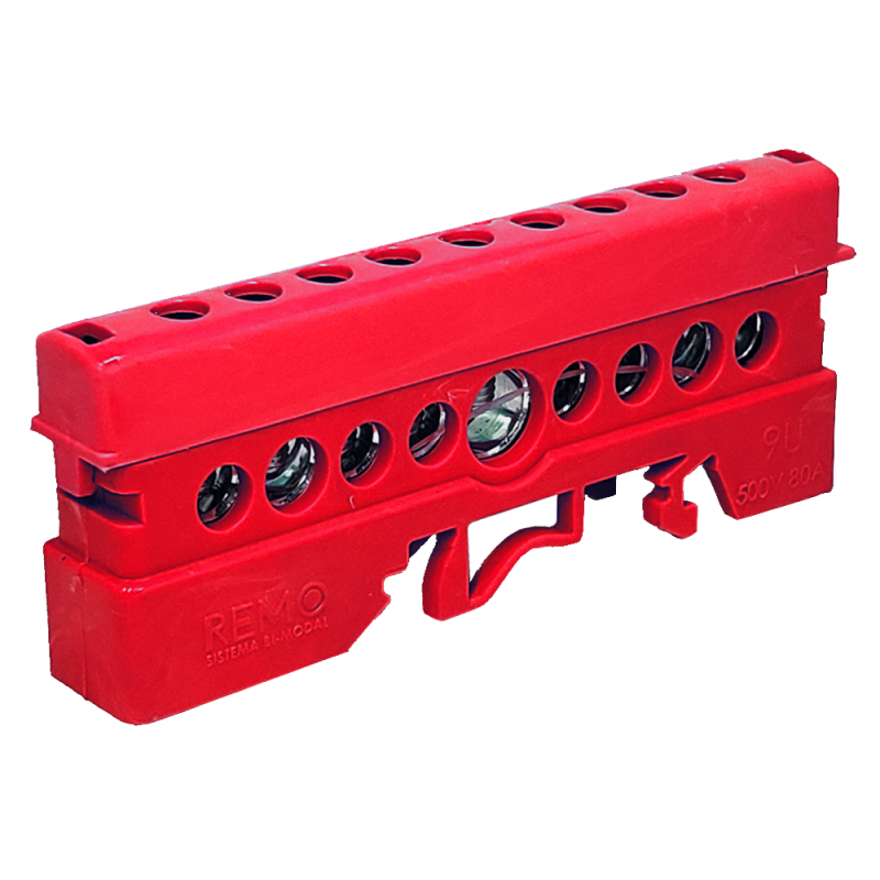 Repartidor Unipolar Din, 9 Cont. Rojo 4R9RR Pampaco Repartidor Unipolar Din, 9 Cont. Rojo 4R9RR Pampaco