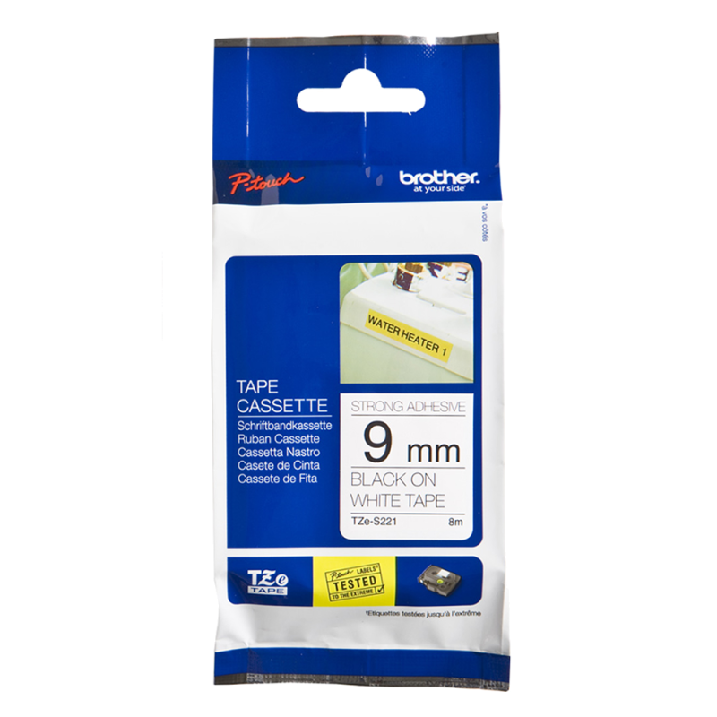Cinta Laminada Adhesivo Extra TZeS221 Neg/Bla. 9mm Brother Cinta Laminada Adhesivo Extra TZeS221 Neg/Bla. 9mm Brother
