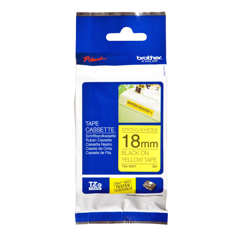Cinta Laminada Adhesivo Extra TZeS641 Neg/Ama. 18mm Brother Cinta Laminada Adhesivo Extra TZeS641 Neg/Ama. 18mm Brother