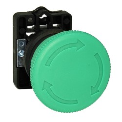 Pulsador Plast. Parada Emerg. D40 c/Ret., Ø22 Ip40, s/Cont, Verde SLPFN2R4 Steck