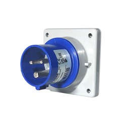 Ficha Fija de Empotrar Optima 2P+T 16A 200/250Vca 6H IP44 Az 243.1693 Scame