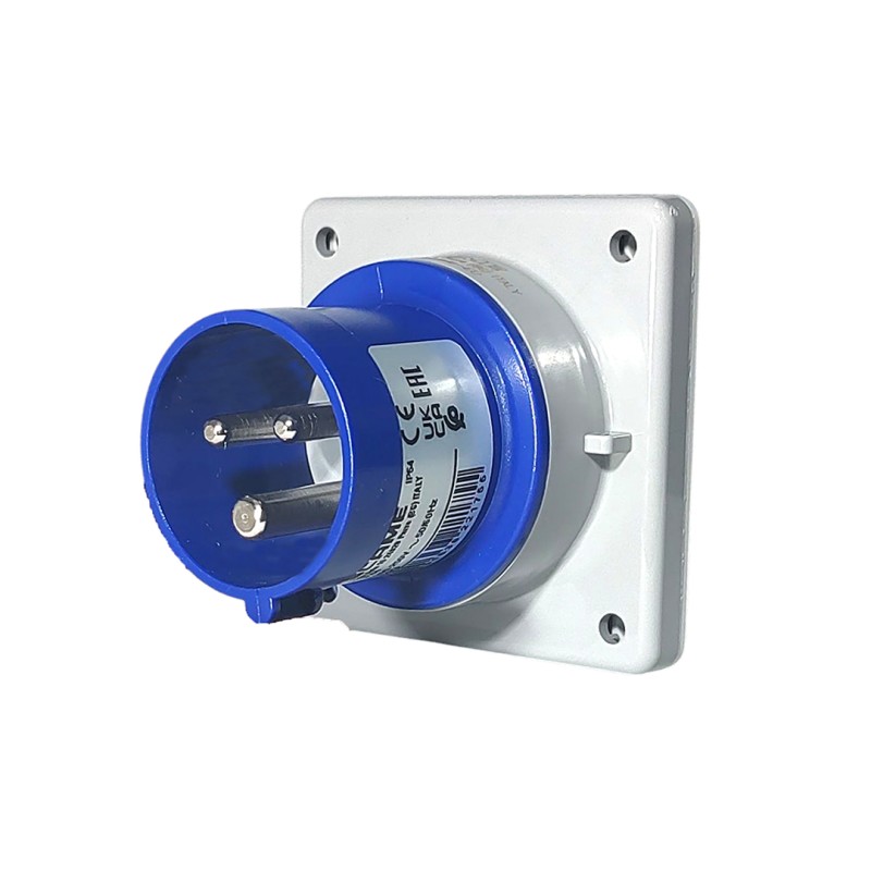 Ficha Fija de Empotrar Optima 2P+T 16A 200/250Vca 6H IP44 Az 243.1693 Scame Ficha Fija de Empotrar Optima 2P+T 16A 200/250Vca 6H IP44 Az 243.1693 Scame
