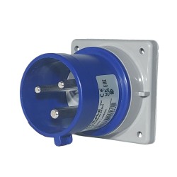 Ficha Fija de Empotrar Optima 2P+T 32A 200/250Vca 6H IP44 Az 243.3293 Scame