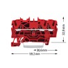 Borne De Paso P/3 Conductores, 2,5 Mm². P/Din 35, Cage Clamp. Rojo 2002-1303 Wago