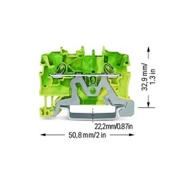 Borne De Paso P/2 Conductores, 6 Mm². P/Din 35, Cage Clamp. Ver/Ama 2006-1207 Wago