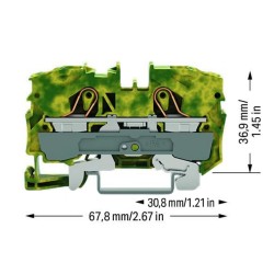 Borne de Paso p/2 Conductores, 10 mm². p/Din 35, Cage Clamp. Ver/Ama 2010-1207 Wago