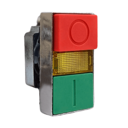 Pulsador Metalico Doble 0-1 Ø22 Ip40 Sobres. Luminoso S/Cont. Roj/Ver SLMDL Steck