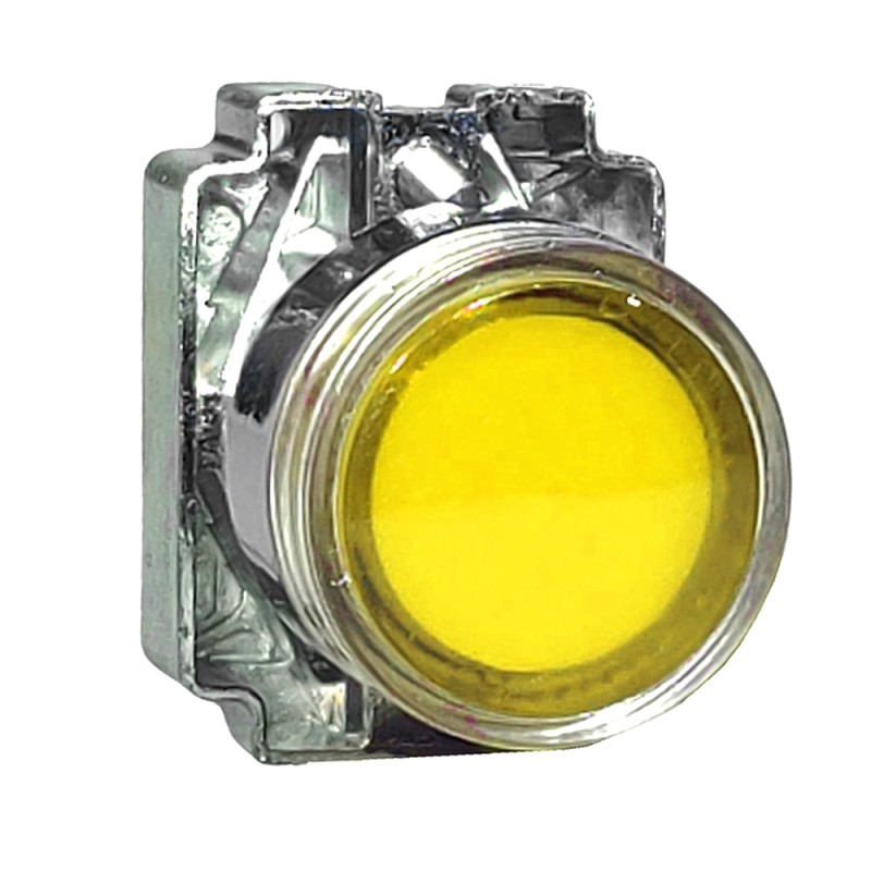 Pulsador Metalico Luminoso Ø22 Rasante, Ip40, S/Cont, Amarillo SLMRL3 Steck
