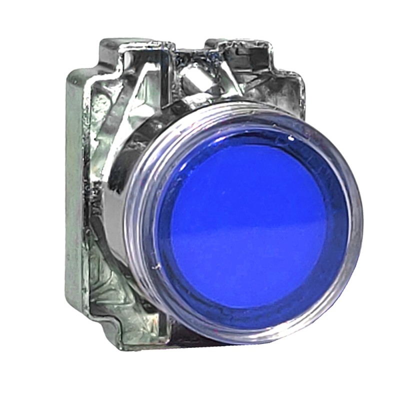 Pulsador Metalico Luminoso Ø22 Rasante, Ip40, S/Cont, Azul SLMRL4 Steck