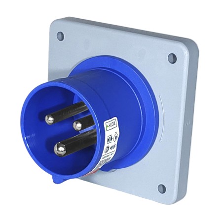 Ficha Fija de Empotrar Triton 2P+T 32A 200/250Vca 6H Ip44 Az H-3236 Steck