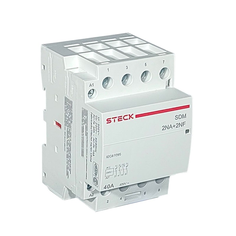 Contactor Modular 2Na + 2Nc 40A 230Vac 50/60Hz SDM4022M Steck Contactor Modular 2Na + 2Nc 40A 230Vac 50/60Hz SDM4022M Steck