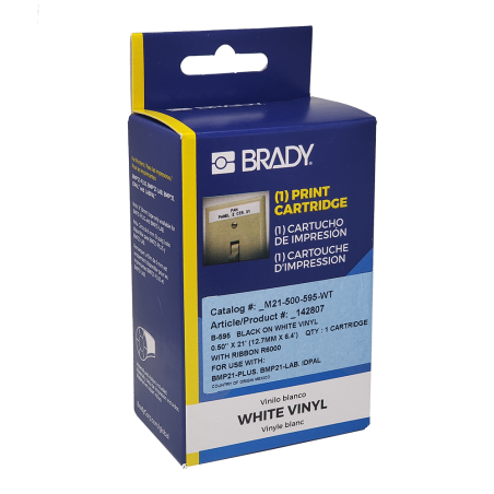 Cinta Vinilo, Neg/Bla, 12 mm X 6,40mts p/Bmp21 M21-500-59 Brady