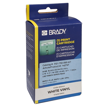 Cinta Vinilo, Neg/Bla, 19 mm X 6,40mts p/Bmp21 M21-750-59 Brady