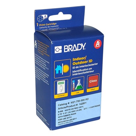 Cinta Vinilo, Bla/Rojo, 19 mm X 6,40mts p/Bmp21 M21-750-59 Brady
