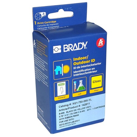 Cinta Vinilo, Neg/Ama, 19 mm X 6,40mts p/Bmp21 M21-750-59 Brady