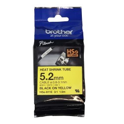 Tubo Termocontraible, Neg/Ama 5,2 mm X 1,5 Mts, 3:1, Ø3,1-0,8mm, 125°C, 600V, Vw-1  HSe611E Brother