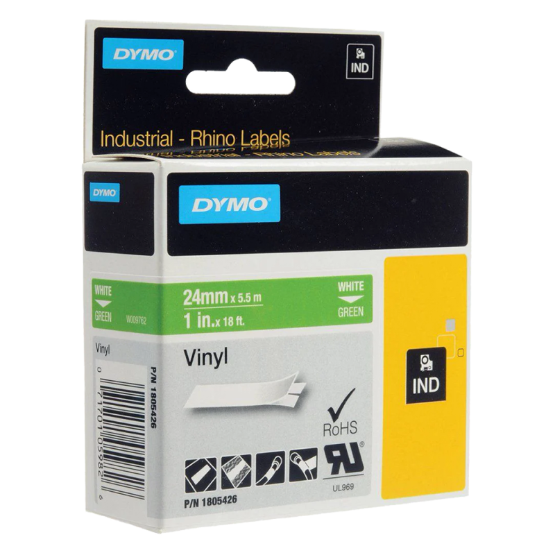 Cinta Vinilo, Blan/Verd, 24mm X 5,5M 1805426 Dymo Cinta Vinilo, Blan/Verd, 24mm X 5,5M 1805426 Dymo