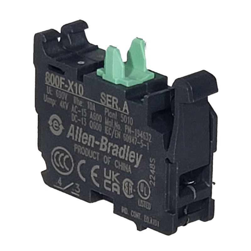 Bloque de Contacto NA Allen-Bradley 800F-X10 p/Serie 800F, Verde