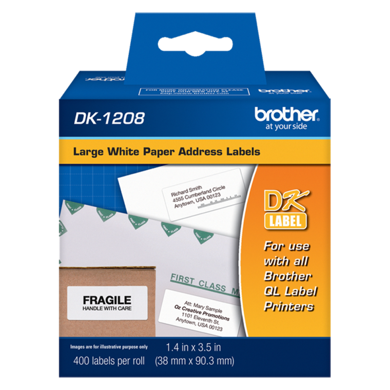 Rollo de etiquetas precortadas DK1208 38mm x 90mm Brother Rollo de etiquetas precortadas DK1208 38mm x 90mm Brother