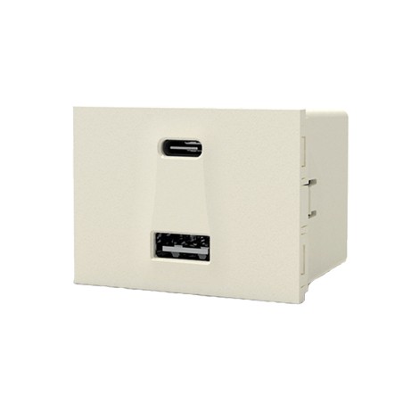 Modulo Cargador Usb Doble "A+C" 100-240V / 5Vcc 5A Blanco  6962 Cambre