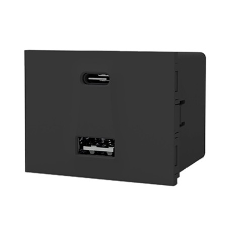 Modulo Cargador Usb Doble "A+C" 100-240V / 5Vcc 5A Gris 7962 Cambre