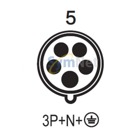 Ficha Fija de Sobreponer Triton 3P+N+T 63A 380/415Vca 6H IP67 Rj H-5516W Steck
