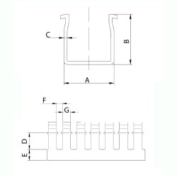 Tira Cablecanal Ranurado Heladuct, 30x30mm, Pvc Gris HD2P-30x30 x2Mt Hellermann Tyton