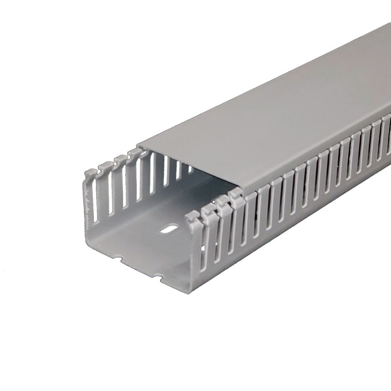 Tira Cablecanal Ranurado Heladuct, 80x50mm, Pvc Gris HD5P-80x50 x2Mt Hellermann Tyton