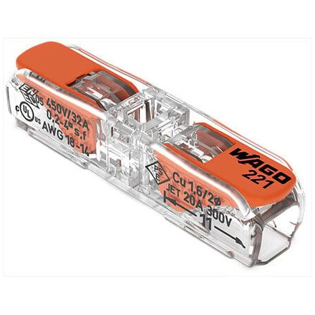 Conector Empalme en Linea Compacto, C/Palanca, 0,2.. 4mm² Transp. 221-2411 Wago