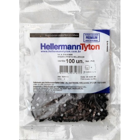 Marcador MHG Millenium, 0,5-6mm² 3,6mm PVC, N°0 Neg (x100) MHG2/5 0 NE Hellermann Tyton