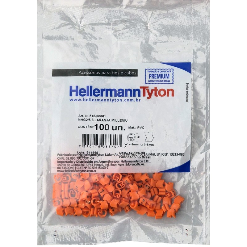 Marcador MHG Millenium, 0,5-6mm² 3,6mm PVC, N°3 Nar (x100) MHG2/5 3 NA Hellermann Tyton