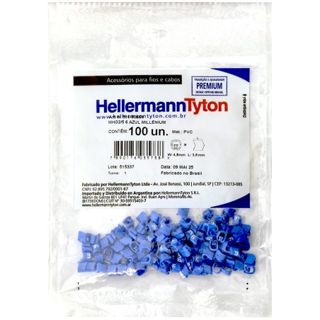 Marcador MHG Millenium, 0,5-6mm² 3,6mm PVC, N°6 Cel (x100) MHG2/5 6 CE Hellermann Tyton